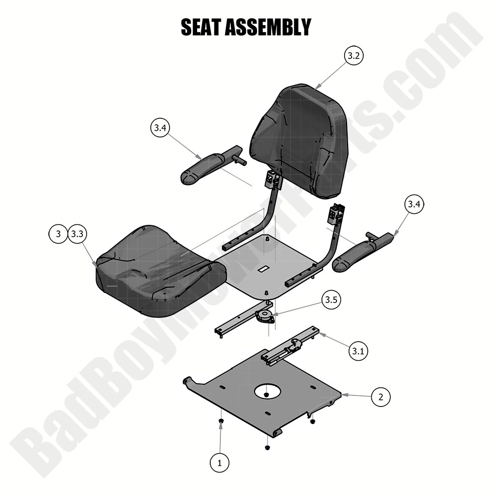 2043 - Bad Boy Mower Parts Lookup > 2019 > ZT Elite > Seat Assembly